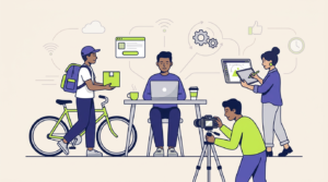 Gig economy workers connected with customers through digital platforms