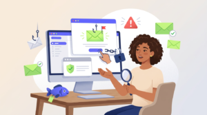 Phishing email warning with suspicious link and account security