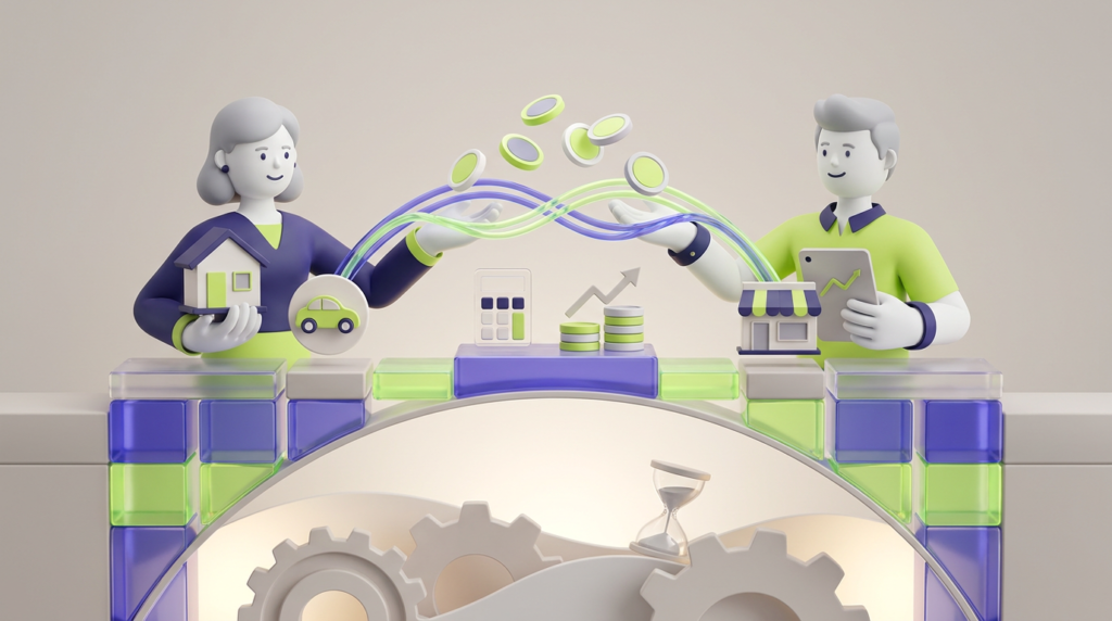 P2P loan connecting a borrower with personal and business funding