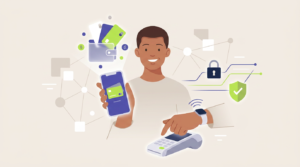 Digital wallet payment and security illustration