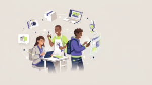 Gig workers completing different tasks through a digital platform