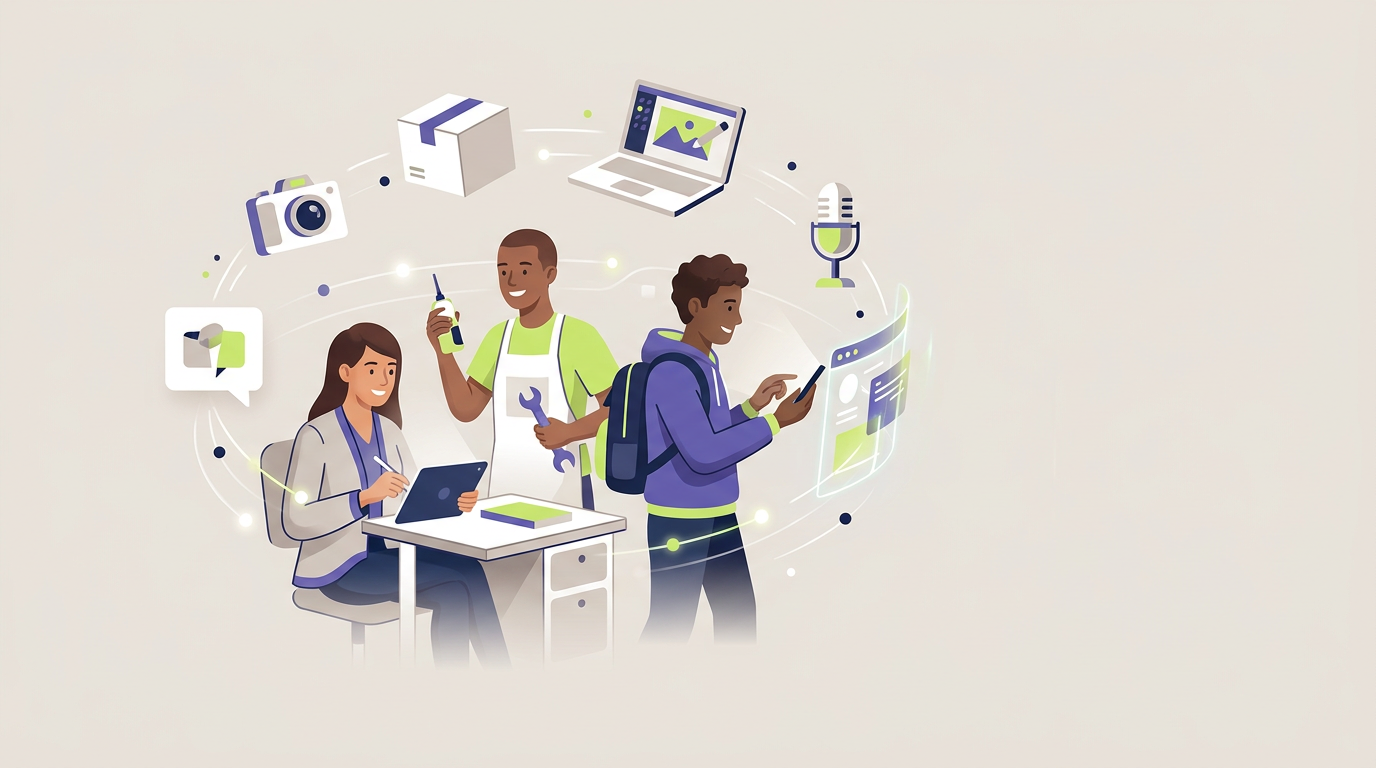 Gig workers completing different tasks through a digital platform